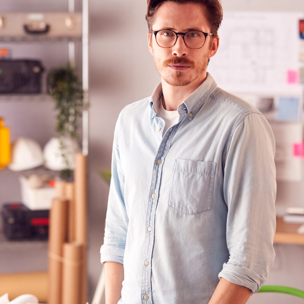 Portrait Of Serious Male Architect In Office Stand NF4YWJG Scaled 1 1024x1024